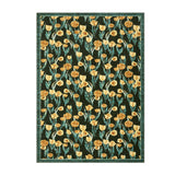 Garvee Washable Vintage Floral Area Rug - Non-Slip Low Pile Tulip Print Carpet - Modern Mark Resistant Accent for Living Room, Bedroom, Dining Room - Yellow-Green, 6x9ft (183x274cm), USA - Blue-Gray