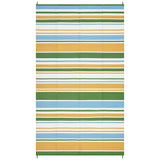 Garvee Waterproof Outdoor Rug 9x12ft - Reversible Plastic Straw Mat - Modern Geometric Striped, UV Resistant Carpet for Patio, Deck, Balcony, RV, Beach - Yellow/Blue/Green/White, United States - Yellow/Blue/Green/White