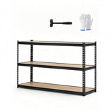 Garvee Heavy-Duty Adjustable Metal Garage Shelving Unit, 3-Tier Steel Utility Storage Rack, 60"W x 24"D x 36"H, 1350 lb Capacity for Warehouse/Basement/Pantry | Color: Black | Size: 150*60*91.2 cm - Black