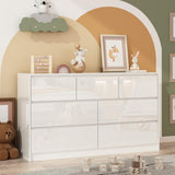 Garvee Modern High-Gloss Dresser, 7-Drawer Handleless Wood Chest of Drawers - Large Bedroom Storage Cabinet for Living Room, Entryway or Hallway - Color: White
