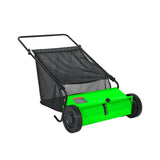 Garvee Efficient Leaf & Debris Pickup | 26 Inch Push Lawn Sweeper - 7 Cu.ft Capacity, 4 Spinning Brushes, Adjustable Height, Heavy Duty Steel Frame, Rubber Wheels for Yard & Garden - Green - Green