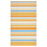 Garvee Reversible Outdoor Rug 9x12ft - Modern Waterproof Plastic Straw Carpet - UV Resistant Geometric Striped Mat for Patio, Deck, RV, Camping, Balcony, Beach - Blue/Orange/Yellow/White, United States - Geometric Stripes| Orange Yellow Blue White