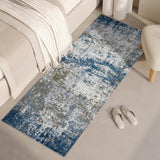 Garvee 2' × 6' Textured Abstract Runner Rug, Blue, Washable Soft Low-Pile with Non-Slip Backing for Hallway, Kitchen & Entryway