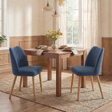 Garvee Wood Dining Chairs Set of 2 Armless Upholstered with Cushioned Seats Curved Backrest Rubberwood Frame Adjustable Footpads for Dining Room Kitchen