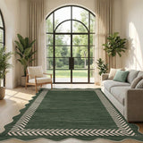 Garvee 5' x 7' Washable Scalloped Minimalist Geometric Rug—Suitable for Indoor and Outdoor Use, Perfect for Entryways, Hallways, and Bedrooms, Green