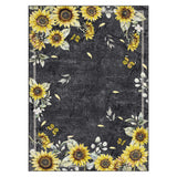 Garvee Daisy Washable Area Rug - Soft Low-Pile Non-Slip Carpet, Modern Floral Botanical Design, Mark Resistant, Collapsible Large Mat for Living Room, Bedroom & Nursery - Black, Size: 10x13ft (305x396cm), Specs: Brown