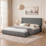 Garvee Cloud Platform Bed with Upholstered Headboard – Soft Plush Fabric, No Box Spring Needed, Easy Assembly for Bedroom