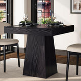Garvee Space-Saving Modern Square Dining Table for 4 with Storage Drawers - Durable Wooden Pedestal - Easy to Clean - Perfect for Dining Room, Living Room, or Kitchen - Black Wood Grain - Black Wood Grain