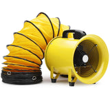 Garvee Explosion Proof 10-Inch Industrial Bathroom Exhaust Fan – Heavy Duty 3300RPM Portable Axial Blower – 7-Blade Ventilator with 16.4FT Flexible PVC Duct Hose – For Basements, Tunnels, Warehouses, Paint Booths – Specs: 10 Inch 5 meter air duct - Yellow
