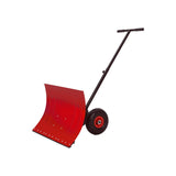 Garvee Heavy Duty Wheeled Snow Pusher - Adjustable Handle & Angle Blade - Effortless Rolling Snow Shovel for Driveways & Sidewalks - Durable Winter Snow Removal Tool - Red & Black Handle, Red Wheel Interior