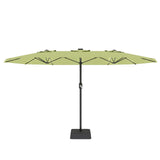 Garvee 15FT Double-Sided Rectangular Patio Umbrella with 48 Solar LED Lights & Base - UV Protection, Waterproof, Crank Handle - Large Outdoor Sun Shade for Garden, Deck, Pool, Backyard - Fruit Green - Green