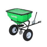 Garvee Heavy Duty 125L Tow Behind Broadcast Spreader – 9.8FT Spread Width, 30 Adjustable Settings, Global Hitch for UTV/ATV/Tractor, Lawn & Garden Seeder for Fertilizer, Seed, Salt, Ice Melt – Green (Douzi), Black Rod, White Wheel Hub, Pull Type 125L