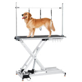 Garvee Heavy Duty Electric Dog Grooming Table – Adjustable Height 9"-40" – Non-Slip Top – Overhead Arm – 3 Grooming Nooses – USB Ports & Tool Organizer – For Large, Medium & Small Dogs – Professional Salon & Home – White, USA