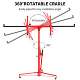 Garvee Heavy-Duty 11 ft Drywall Lift/Panel Hoist, 150 lb Capacity - 360° Swivel & 60° Tilt - Tool-Complimentary Assembly, 3 Locking Casters for Ceiling Install - Red/Black