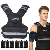 Garvee 20-32 Lbs Adjustable Weighted Vest with 6 x 2 Lbs Weight Bags, 20 Lb Base SBR Composite Workout Vest with Phone Pocket & Reflective Strips for Running (32.8 Lbs, Black)