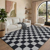Garvee 5' x 7' Checkered Geometric Area Rug, Machine Washable Non-Slip Low-Pile Rug for Living Room, Bedroom & Nursery, Black