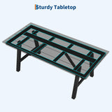 Garvee All-Weather 66.9 in Outdoor Rectangular Dining Table for 4-6 - Heavy-Duty HDPE Top, 1.97 in Umbrella Hole, Waterproof Easy-Clean - For Backyard, Garden & Poolside - Black
