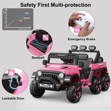 Garvee 24V 4WD Electric Ride On Car for Kids – 6 EVA Wheels – Parental Remote Control – 3 Adjustable Speeds – Gentle Start – Battery Display – Wireless Audio Music – Electric Ride-On Battery Powered Vehicle – Pink - Pink