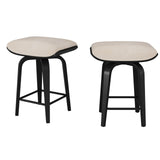Garvee Set of 2 Swivel Bar Stools - 26-Inch Counter Height Backless Saddle Seats - 360° Rotating Bentwood Frame, Velvet Upholstered Cushion, Footrest - Modern Kitchen Island & Home Bar - Black Legs (Chair legs black, velvet, American height footrest)