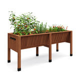 Garvee Deep Wooden Raised Garden Bed with Legs & Hooks – 72x26x31in Planter Box – 13.7" Deep, Elevated for Vegetables, Herbs, Flowers – Detachable Liner, Outdoor Use for Patio, Balcony, Backyard, Oak Color - Brown