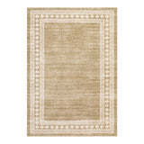 Garvee Washable Modern Area Rug - Geometric Bordered, Spot Resistant, Non-Slip, Soft Low Pile Carpet for Living Room Bedroom Dining Nursery - Imitation Linen Color, 10x13ft, USA