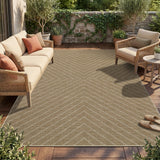 Garvee 8' x 10' Striped Easy Jute Area Rug, Washable Non-Slip Low-Pile Indoor Outdoor Rug for Living Room, Patio & Dining Room, Linen Beige