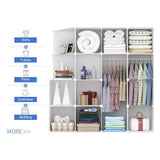 Garvee Modular Plastic Wardrobe Closet with Doors & Hanging Rail - 8-Cube Space-Saving Organizer, Portable, Easy Assembly, White, 75 x 47 x 111 cm - 8 Doors 1 Hanging, New Simple Door
