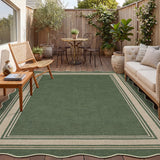 Garvee 10' x 13' Easy Jute Washable Scalloped Minimalist Geometric Rug—Suitable for Indoor and Outdoor Use, Perfect for Entryways, Hallways, and Bedrooms, Green