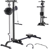 Garvee Carbon Steel Cable Rowing Machine, 2-in-1 Rowing and Lat Pulldown Station for Home Gym, High and Low Pulley System, 13 Pulley Heights, 9 Seat Positions, 265 lb Supported Load, Foldable Full Body Strength Trainer, Black