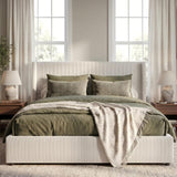 Garvee Lift-Up Storage Bed Frame Corduroy Upholstered Padded Headboard Wooden Slat Support Full Queen King Black White Gray Bedroom