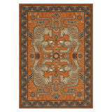Garvee Terracotta Tibetan Tiger Area Rug, 8x10 ft Vintage Boho Tribal Animal Print, Machine Washable Polyester Low-Pile Carpet with Non-Slip TPR Backing, Foldable Soft Floor Mat for Living Room, Bedroom, Dining Room, Nursery and Home Office - Terracotta