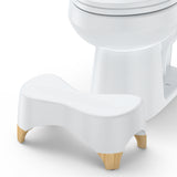 Garvee Non-Slip U-Shaped Toilet Stool for Squat Position, Adult Bathroom Footstool, Durable Easy-Clean Polypropylene, Secure Grip Base, White - Wooden Design Feet