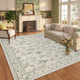 Garvee 8' × 10' Crane and Cloud Area Rug, Soft Washable Low-Pile Polyester Carpet for Living Room, Bedroom and Dining Room, Beige