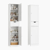 Garvee 67" Tall Slim Bathroom Storage Cabinet, White Particleboard Freestanding Linen Organizer, 15.7"Wx11.8"D Space-Saving Floor Cabinet with Adjustable Shelves, Hidden Drawer, Magnetic Doors and Anti-Tip Kit for Small Bathroom, Laundry Room and Kitchen - White