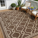 Garvee Reversible Outdoor Rug for Patio - Waterproof Collapsible Plastic Straw Mat - UV-Resistant and Easy to Maintain - Great for Camping, Picnic, RV, Balcony, Deck, Beach - Peony Brown/Coffee, 8x10ft (240x305cm), United States - Brown & Beige