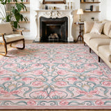 Garvee Washable Pink Floral Area Rug - Non-Slip, Low-Pile, Soft Pearl Velvet Carpet, Mark Resistant, Ideal for Living Room, Bedroom, Dining Room - 10x13ft (305x396cm), USA - Black
