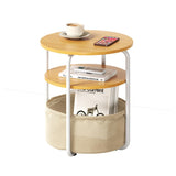 Garvee Small Round Side Table with Storage Bag, 3-Tier Accent Round End Table with Storage Functions for Living Room, 23.6" h Vintage Smalls Corner Table for Small Spaces Nightstand Bedroom