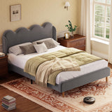 Garvee Queen Upholstered Wingback Bed Frame, Plush Velvet, Tall Tufted Headboard, Scalloped Edges, Metal Frame, Tool-Free Assembly, Modern Bedroom