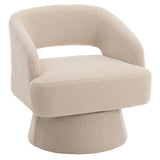 Garvee Modern Swivel Barrel Accent Chair – Soft Stuffed Fleece Upholstery – Striped Openwork Backrest – 360° Rotating Lounge Chair for Living Room, Bedroom, Vanity, Small Spaces – Stuffed Fleece | Camel