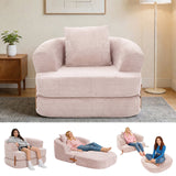 Garvee Folding Sofa Bed with Backrest & Handle, 3-in-1 Convertible Bean Bag Chair to Floor Sofa Lounger, Boneless Fold Out Couch Bed with Handle Comfy Fold Out Couch for Bedroom and Living Room, Pink