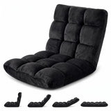 Garvee 14-Position Folding Floor Chair with Back Support, Portable Floor Lounger for Gaming/Reading/Meditation, High-Density Foam Cushion, Space-Saving Floor Seating - Black (DR83)