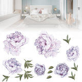Garvee Purple Peony Flower Wall Decals Large Floral Design Waterproof PVC Peel-and-Stick Easy Removal for Bedrooms Living Rooms Hallways Offices