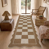 Garvee 2' × 6' Checkerboard Runner Rug, Machine Washable Non-Slip Low-Pile Rug for Hallway, Kitchen & Entryway, Coffee