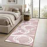 Garvee 2' × 6' Abstract Swirl Runner Rug, Machine Washable Non-Slip Low-Pile Rug for Hallway, Kitchen & Entryway, Pink
