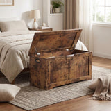Garvee Farmhouse Wooden Storage Bench with Lift-Top Chest – 39.4" Entryway Organizer and Toy Storage – 2 Safety Hinges, Rustic Design, For Living Room, Bedroom, Entryway – Fiery Clouds Color (Melamine Veneer) - Fiery Clouds Color (Melamine Veneer)