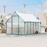 Garvee Heavy-Duty 8x12 FT Polycarbonate Greenhouse – Reinforced Aluminum Frame, Adjustable Roof Vent, Lockable Door, UV Protection, Quick Assembly – Ideal for Outdoor Garden, All Seasons – Green