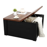Garvee Modern Lift Top Square Coffee Table – Dual Turn over-Top Gas Strut Lids, Spacious Hidden Compartment, Space-Saving Design – Easy-to-Clean Walnut Grain, Ideal for Living Room, Black + Walnut Tabletop - Black+Walnut