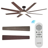 Garvee With Tai Tie Wide Voltage Wiring Eight-Blade Reversible Motor Ceiling Fan with Light - 72 Inch Ceiling Fan, Remote Control Ceiling Fan, Brown