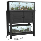 Garvee Heavy Duty 20-29 Gallon Aquarium Stand with Double Doors – Dual-Tier Cabinet, Magnetic Doors, Storage Shelf, Charging Station – Supports 660 lbs – Gray