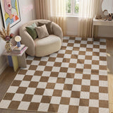 Garvee 4' x 6' Checkered Geometric Area Rug, Machine Washable Non-Slip Low-Pile Rug for Living Room, Bedroom & Nursery, Brown